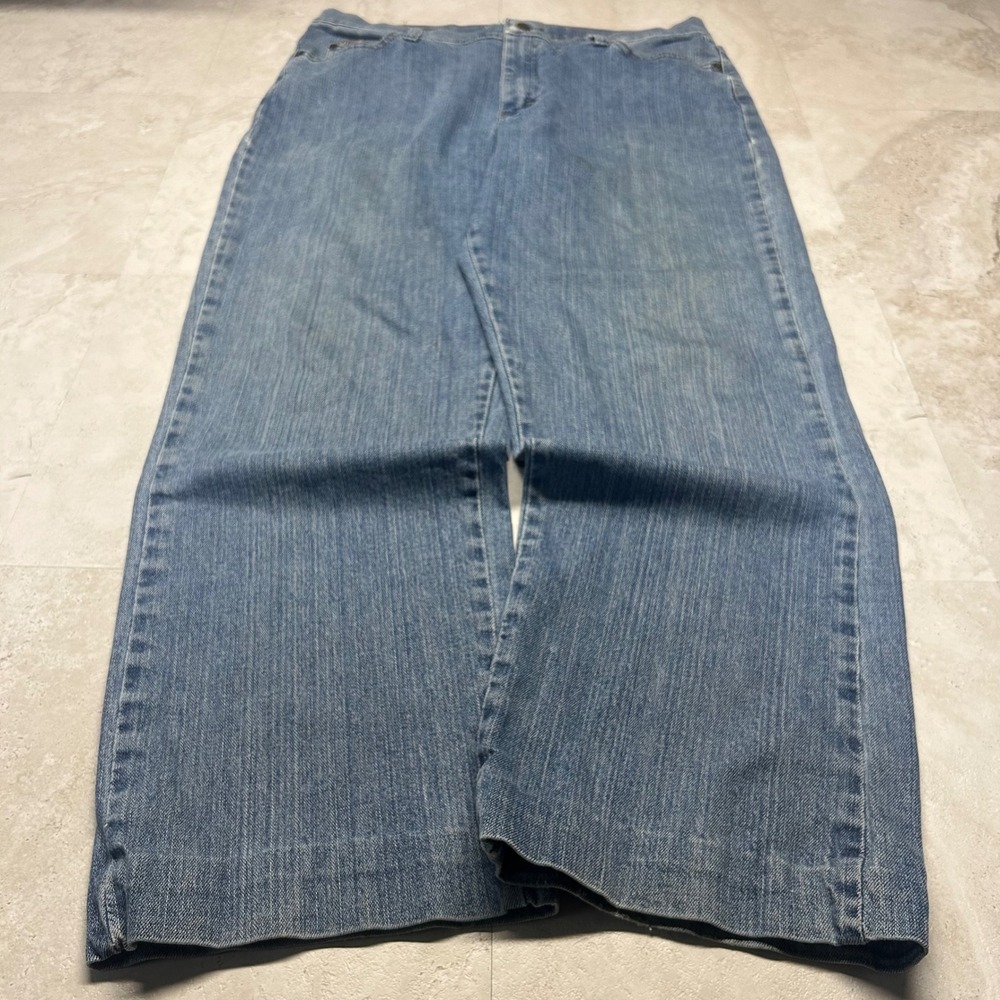 Lee Relaxed Straight Leg Jeans Blue Womens Size 14 Medium Wash Denim Stretch